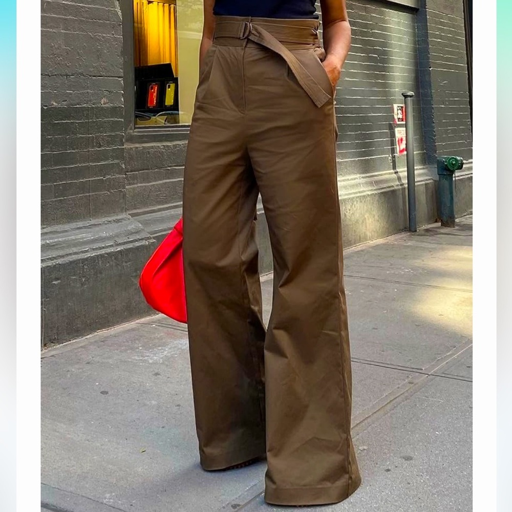 *NWT* Women's Capers Olive High Waist Belted Wide Leg Pant